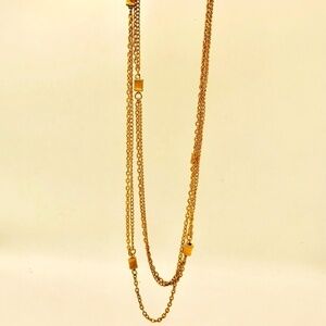 Vintage Long Gold Tone Metal Chain Necklace